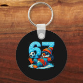67 Penguin Soccer Funny Winter Meme Gift キーホルダー (正面)