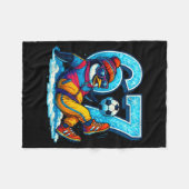 67 Penguin Soccer Funny Winter Meme Gift  フリースブランケット (正面(横))