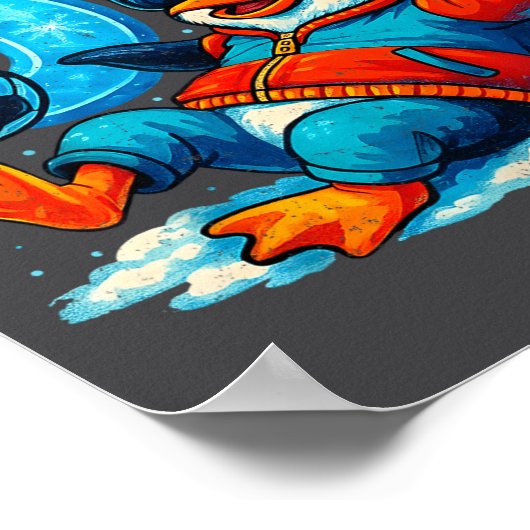 67 Penguin Soccer Funny Winter Meme Gift  ポスター (角)