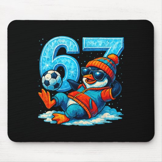 67 Penguin Soccer Funny Winter Meme Gift マウスパッド (正面)