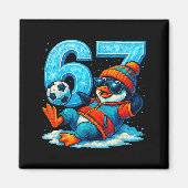 67 Penguin Soccer Funny Winter Meme Gift  マグネット (正面)