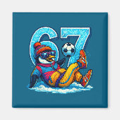 67 Penguin Soccer Funny Winter Meme Gift  マグネット (正面)
