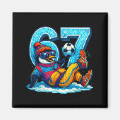 67 Penguin Soccer Funny Winter Meme Gift  マグネット (正面)