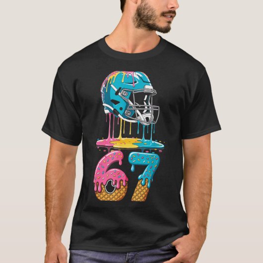 67 Player 67th Birthday Ice Cream American Footbal Tシャツ (正面)