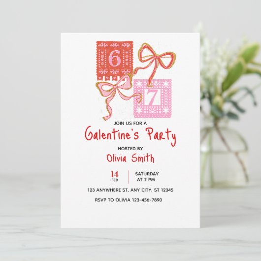 67 preppy Galentine’s Day invitation, coquette  招待状 (スタンド正面)