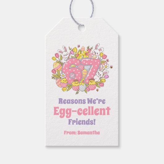 67 Reasons We’re Egg-cellent Friends! イースター ギフトタグ (正面)