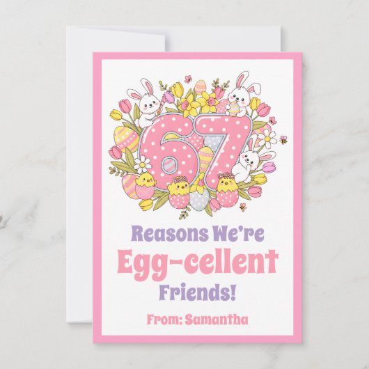 67 Reasons We’re Egg-cellent Friends! Kids Easter シーズンカード (正面)