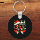 67 Red Green Plaid Lights 6 7 Funny Boys Kids Wint キーホルダー (正面)