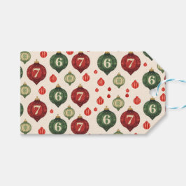67 Retro Christmas Ornament Wrapping Paper ギフトタグ