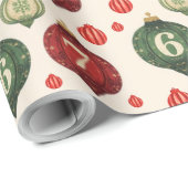 67 Retro Christmas Ornament Wrapping Paper  ラッピングペーパー (ロールコーナー)