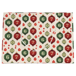 67 Retro Christmas Ornament Wrapping Paper  ラージペーパーバッグ