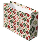 67 Retro Christmas Ornament Wrapping Paper  ラージペーパーバッグ (正面アングル)