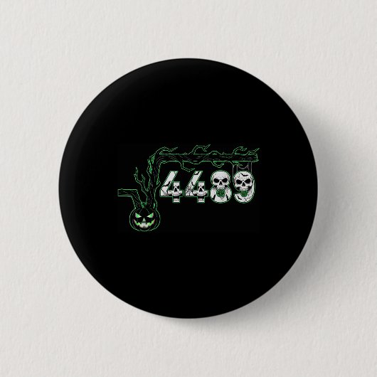 67 Root Six Seven 6 7 Meme Funny Halloween Pumpkin 缶バッジ (正面)