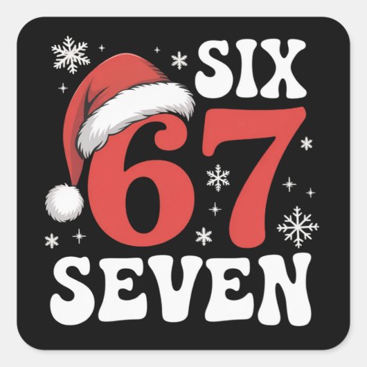 67 Santa Hat Christmas Six Seven Funny Sayings スクエアシール (正面)