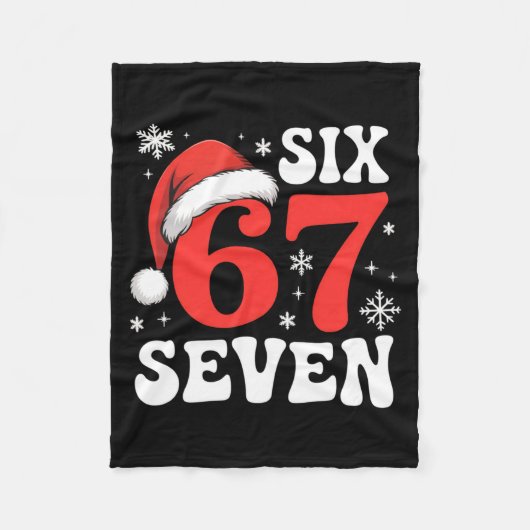 67 Santa Hat Christmas Six Seven Funny Sayings  フリースブランケット (正面)