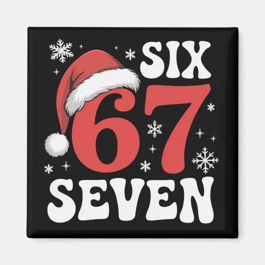 67 Santa Hat Christmas Six Seven Funny Sayings マグネット (正面)