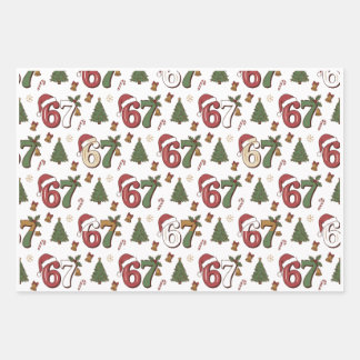 67 Santa Hat Christmas Six Seven Funny Sayings ラッピングペーパーシート
