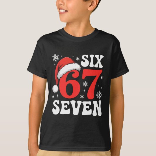 67 Santa Hat Christmas Six Seven Funny Sayings  Tシャツ (正面)