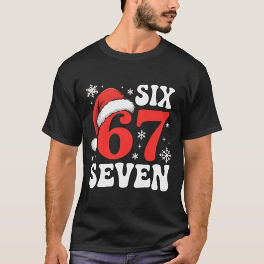 67 Santa Hat Christmas Six Seven Funny Sayings  Tシャツ (正面)