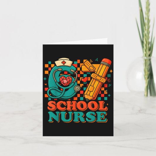 67 School Nurse Days Pencil Heart Funny Medical  カード (正面)