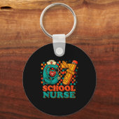 67 School Nurse Days Pencil Heart Funny Medical  キーホルダー (正面)