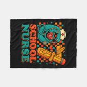 67 School Nurse Days Pencil Heart Funny Medical  フリースブランケット (正面(横))