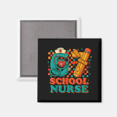 67 School Nurse Days Pencil Heart Funny Medical  マグネット (正面/裏面)