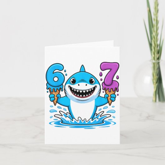 67 Shark Six Seven Ice Cream Drip Funny Gen Alpha カード (正面)