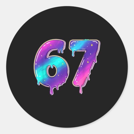 67 Shirt, 67 Meme Baseball Lifestyle 101 Apparel Y ラウンドシール (正面)