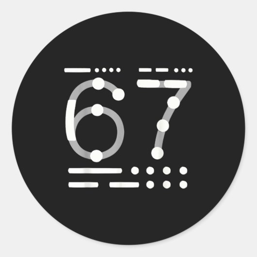 67 Shirt, Morse Code 67 Kid Meme Six Seven Graphic ラウンドシール (正面)