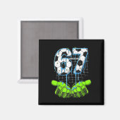 67 Six Seven アイスクリームしたたりサッカーおもしろい 6 7世代 マグネット (正面/裏面)