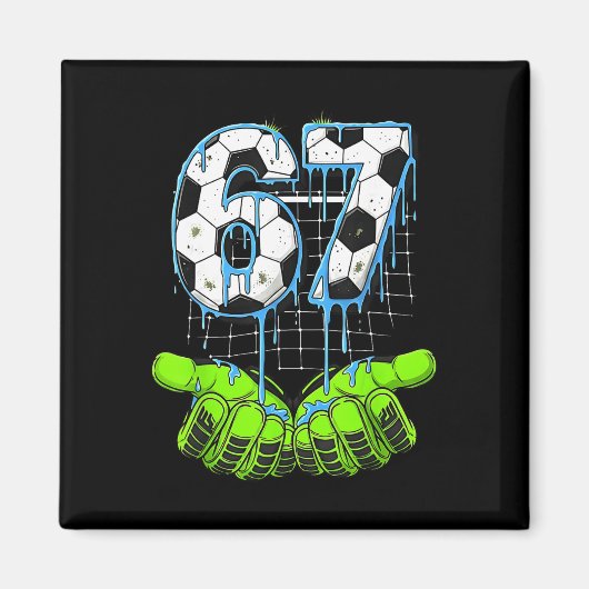 67 Six Seven アイスクリームしたたりサッカーおもしろい 6 7世代 マグネット (正面)