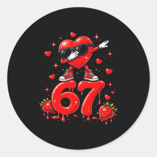67 Six Seven アイスクリームのミーム 楽しいバレンタインデー  ラウンドシール