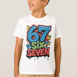 67 Six Seven カラフルポップアートグラフィックTシャツ 楽しいデザイン Tシャツ