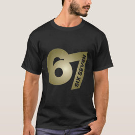67 Six Seven ゴールドタイポグラフィー ブラックTシャツ Tシャツ