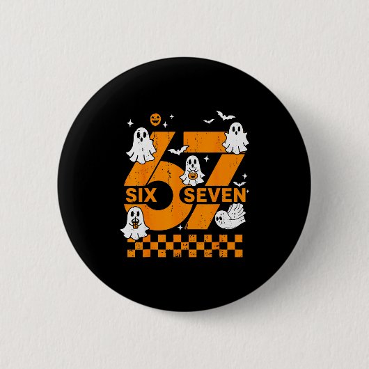 67 Six Seven ミーム 楽しい 6 7 ペア ハロウィン 缶バッジ (正面)