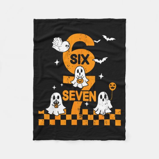 67 Six Seven ミーム 6 7 ペア ハロウィン コーデ フリースブランケット (正面)