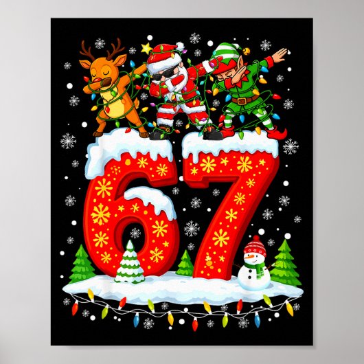 67 Six Seven ミーム Gen Alpha クリスマス サンタ 妖精 ポスター (正面)