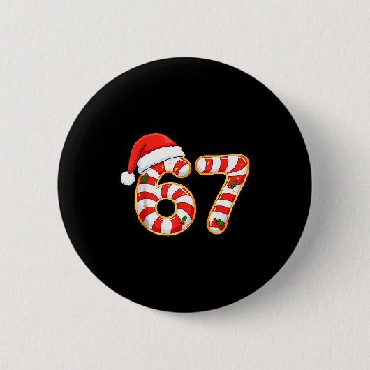67 Six Seven ミーム Gen Alpha スラング 楽しいクリスマス 缶バッジ (正面)