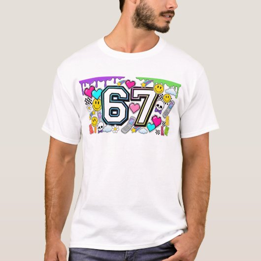 67 Six Seven レトロ Y2K エステティック Tシャツ (正面)