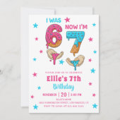 67 six seven 女の子 誕生日 招待状 (正面)