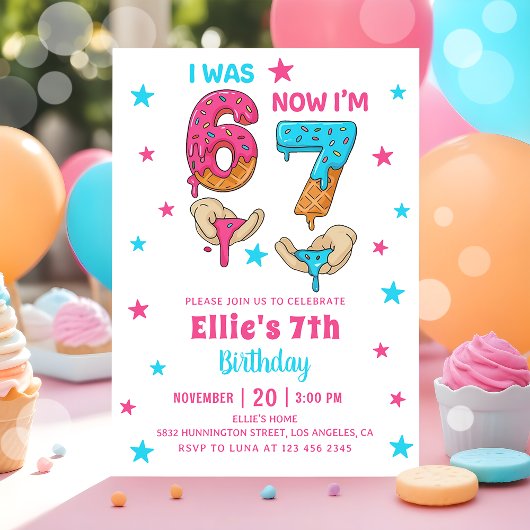 67 six seven 女の子 誕生日 招待状
