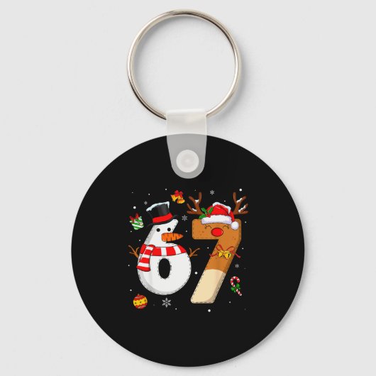 67 Six Seven 面白い クリスマスTシャツ 男の子 女の子 キッズ キーホルダー (正面)
