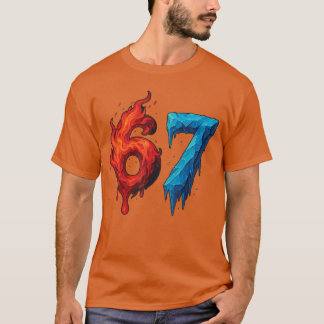 67 Six Seven 67 Flaming Ice Funny Teen Kids Brainr Tシャツ
