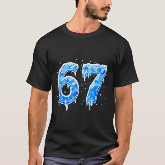67 Six Seven 6-7 アイス - Brainrot メメ Funny 十代 キ Tシャツ (正面)