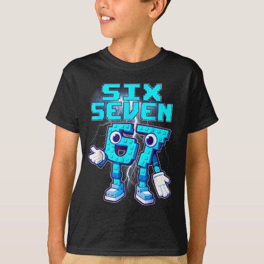 67 Six Seven 6-7 イタリア人おもしろい 脳がおかしい ミーム 子供用 Tシャツ (正面)
