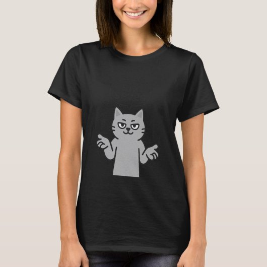 67 Six Seven 6-7 グレー猫 - 子供の面白いゲーム脳 Tシャツ (正面)