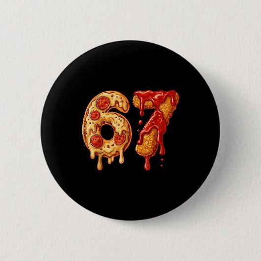67 Six Seven 6-7 ピザ&チキンナゲット - キッズTシャツ 缶バッジ (正面)