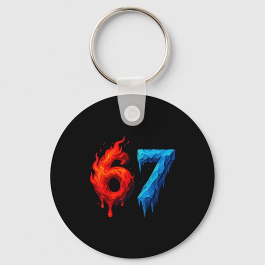 67 Six Seven 6-7 ファイヤーアイス - 面白いティーンキッズTシャツ キーホルダー (正面)