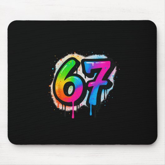 67 Six Seven 6 7 ミームデザイン おもしろい 6 7 3 マウスパッド (正面)